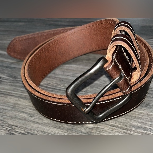 Wrangler smooth BROWN GENUINE LEATHER Light stitching CASUAL MEN'S BELT … - Picture 1 of 11